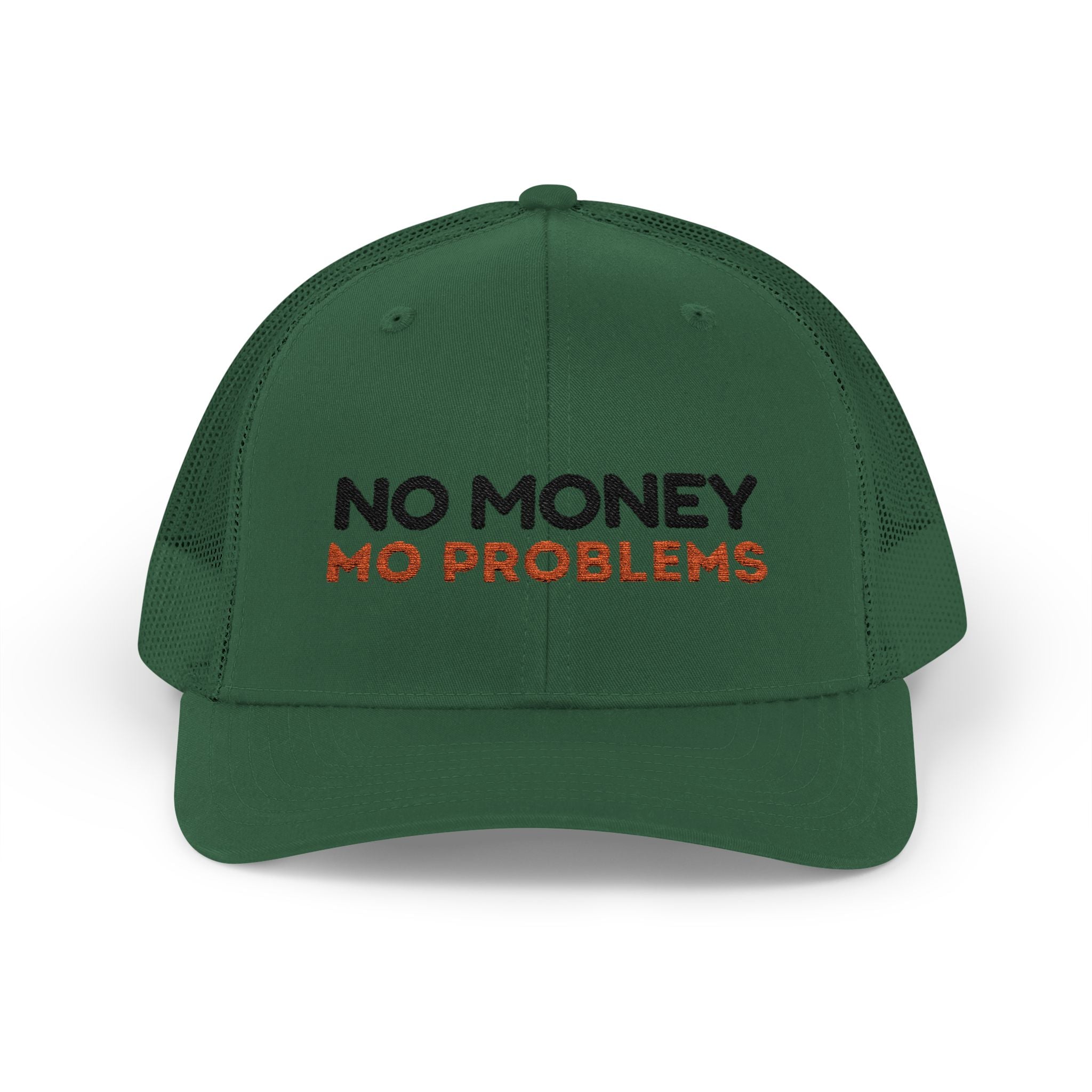No Money Mo Problems Trucker Hat | Embroidered White Mesh Cap | Funny Money Hat | Hip Hop Inspired Streetwear | Statement Hat