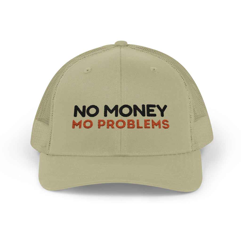 No Money Mo Problems Trucker Hat | Embroidered White Mesh Cap | Funny Money Hat | Hip Hop Inspired Streetwear | Statement Hat